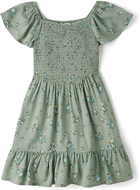 girls Floral Smocked Babydoll Dress