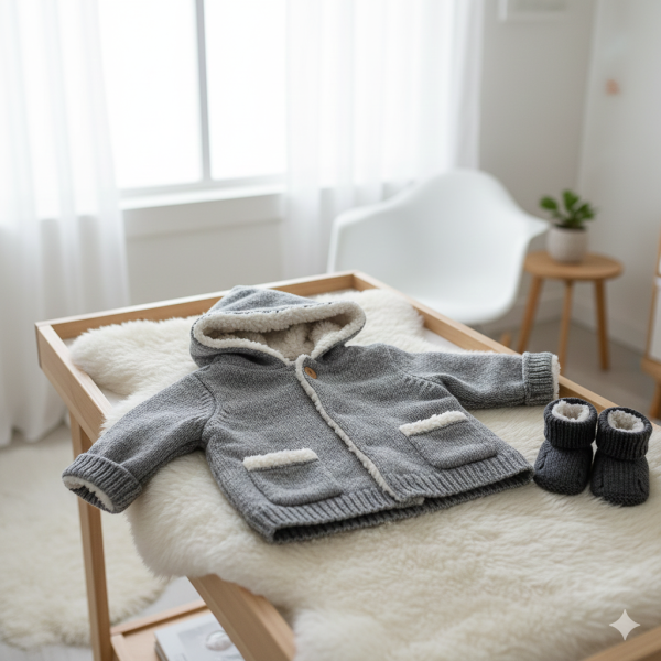 Baby Hooded Sweater Jacket with Sherpa Lining – Ultimate Cozy Wear for Your Little One