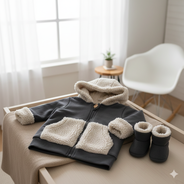 Sherpa Lined Hoodie Jacket for Baby - Soft & Snug Winter Outerwear